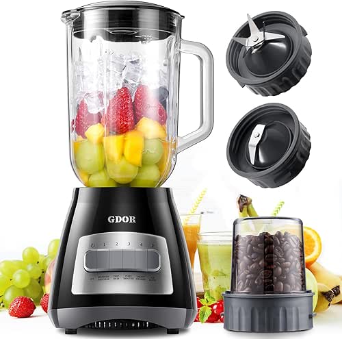 GDOR Blender, 52 Oz Glass Jar, Multi-Function Kitchen Blender &