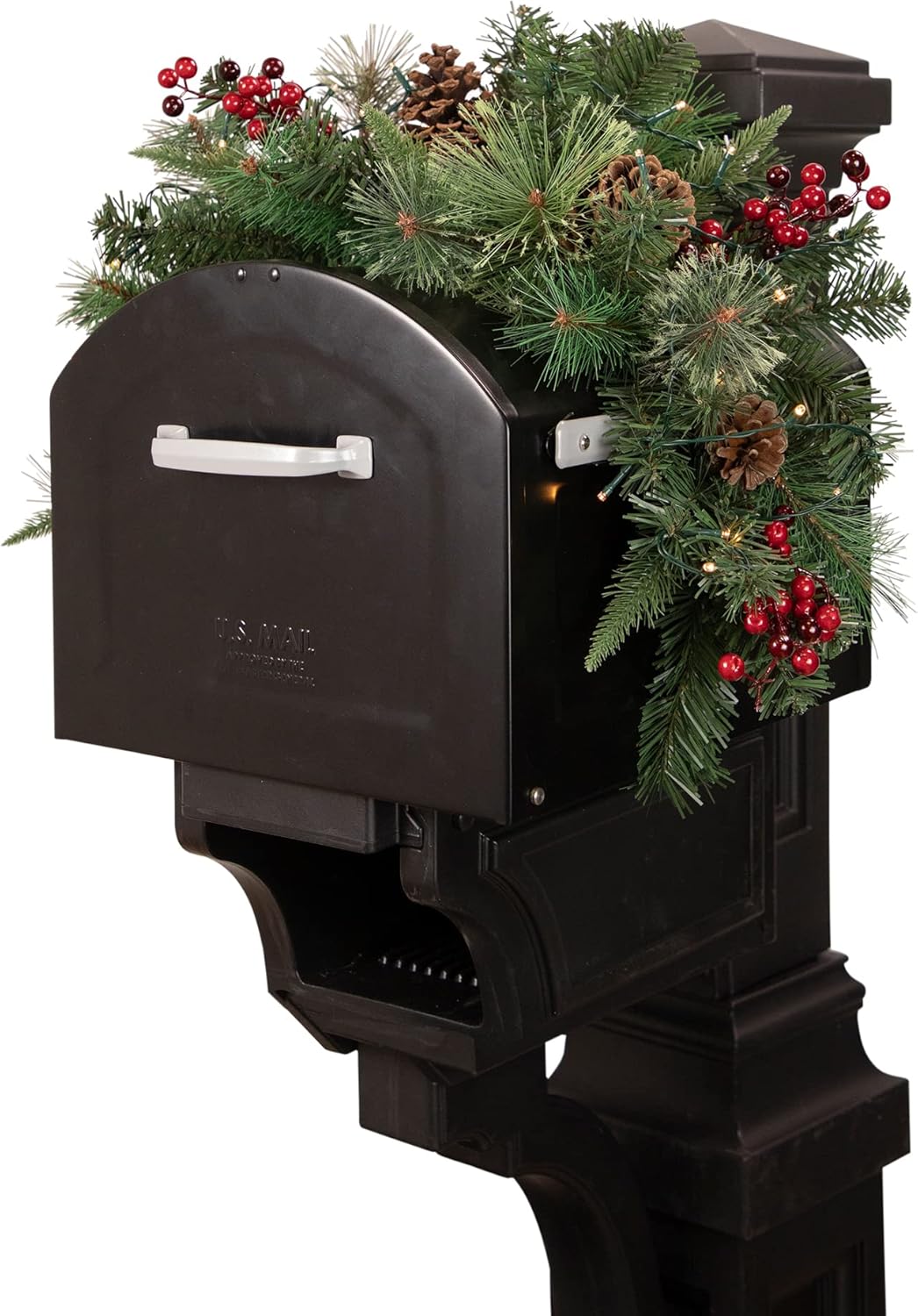 Northlight 36" Pre-lit Decorated Pine Cone and Berries Artificial Christmas Mailbox Swag