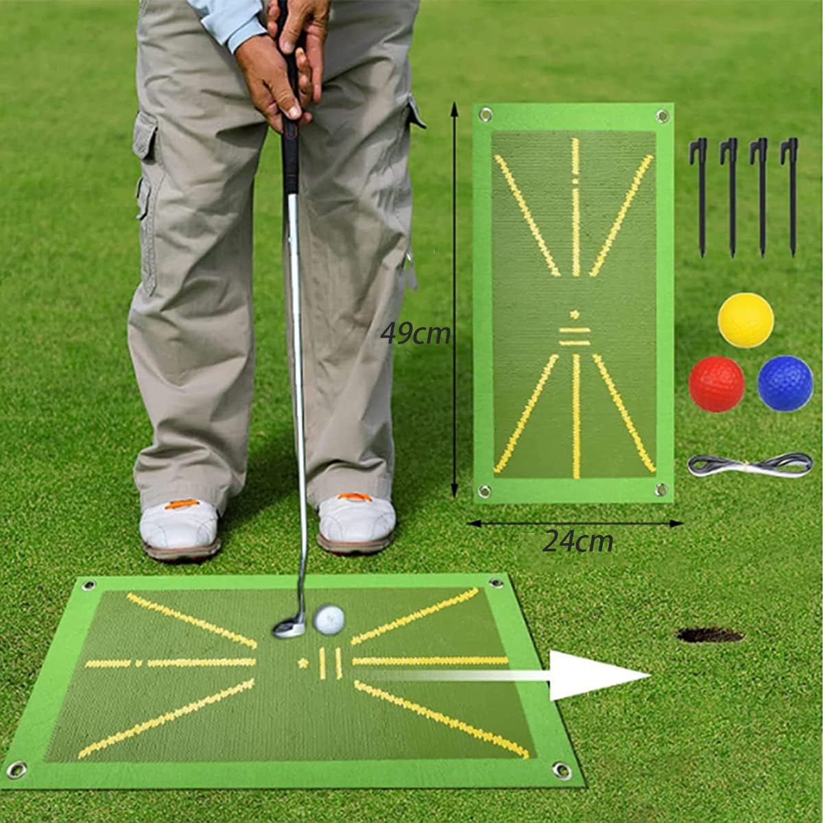 Tapis de Balançoire de Golf, Tapis de Frappe et d'Entraînement de Golf Portable - Détection de Swing et Pratique