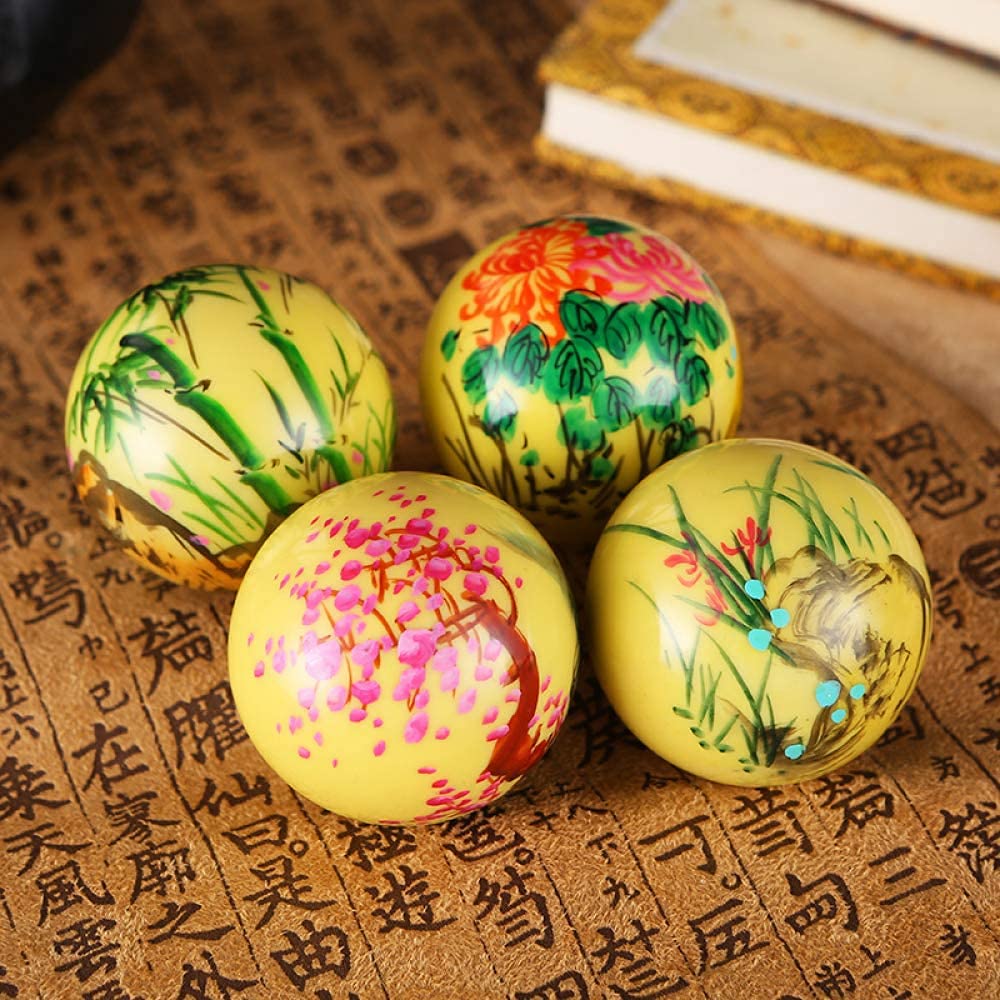 "baoding pallaPrugna dipinta a mano, orchidea, bamb��, crisantemo, esercizio di salute in stile cinese, palla antistress, esercizio a mano con confezione regalo (55 mm)"
