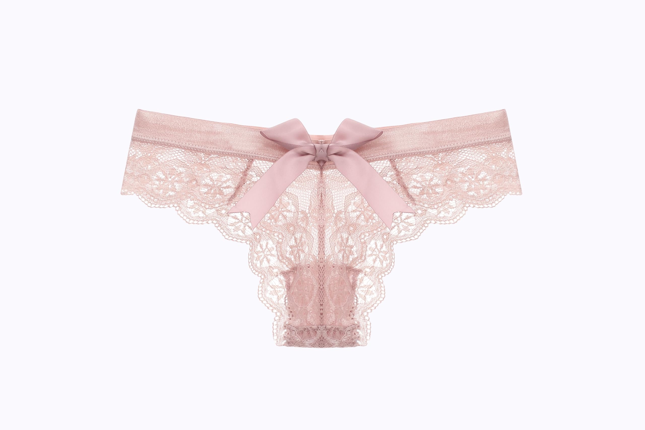 KUAOPATA Women's Lace Bow Thongs T Back Low Waist Breathable Panties Sexy Seamless V-Shape Design Floral Lace tangas: Medium Pink,nude,red