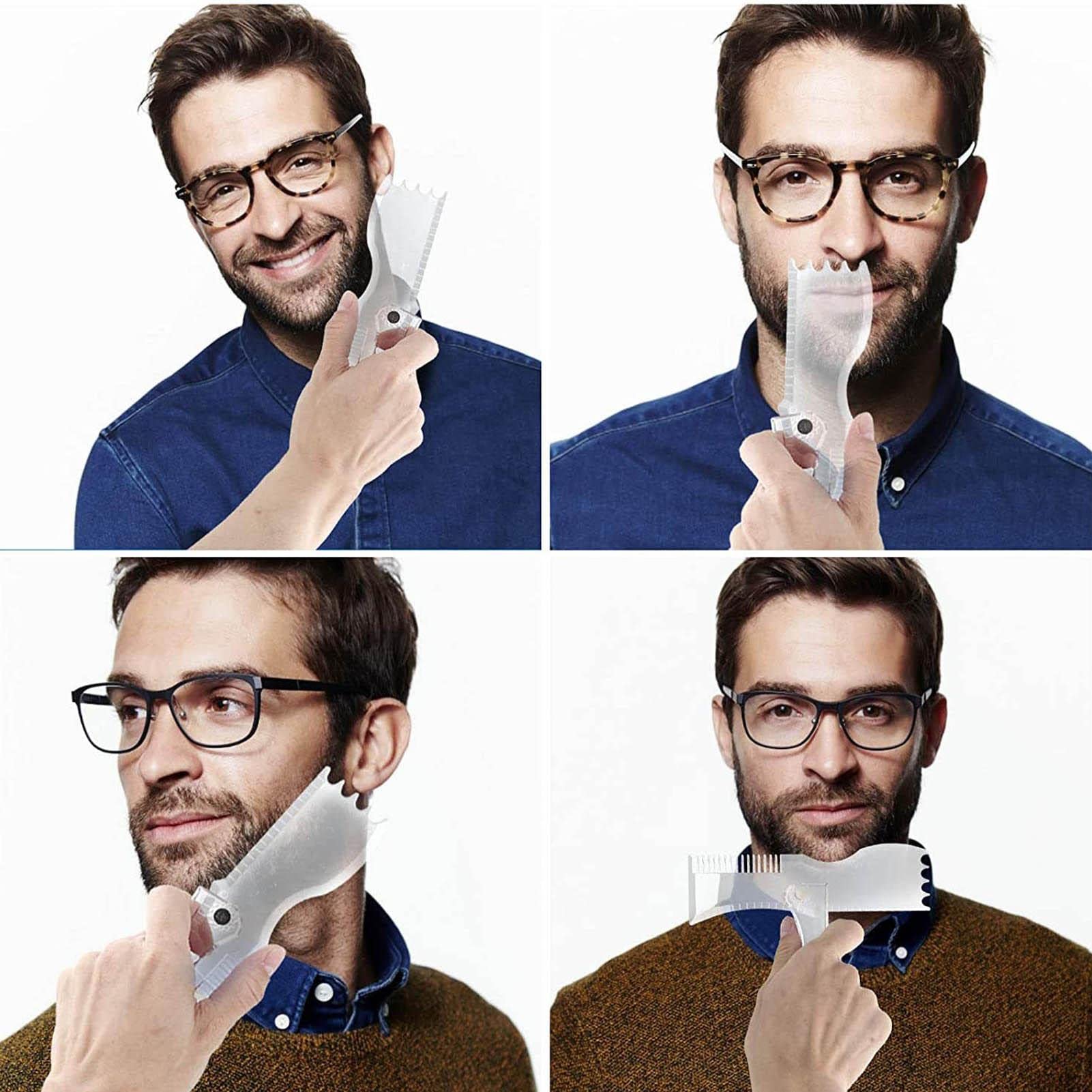 Amazon.co.jp: ひげ整形ツール - 男性用の透明なひげのテンプレート,頬