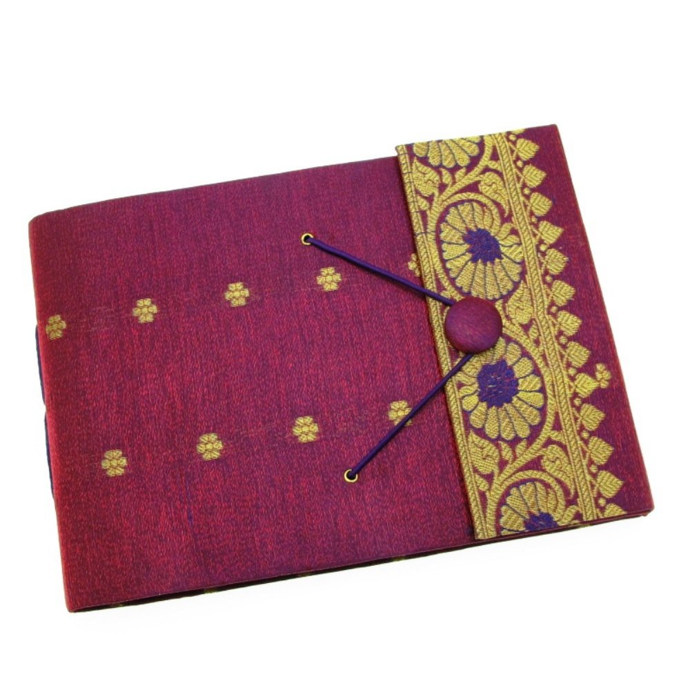 Paper High Purple Sari Fabric Cover Photo Album Medium | | 30 Pages To Fit 120 6X4 Or 60 7X5 Photos | Fair Trade & Handmade | Scrapbooking And Crafting Picture Album