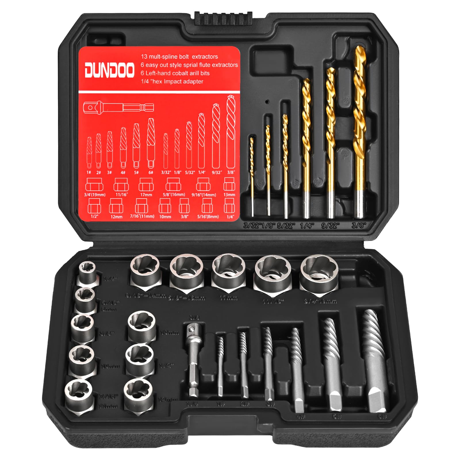 30PCS Screw Extractor Set & Bolt Extractor Set, Left Hand Drill Bit Set, Easy Out Extractor Set，Stripped Bolt Remover Tools，Cobalt HSS Steel Kit for