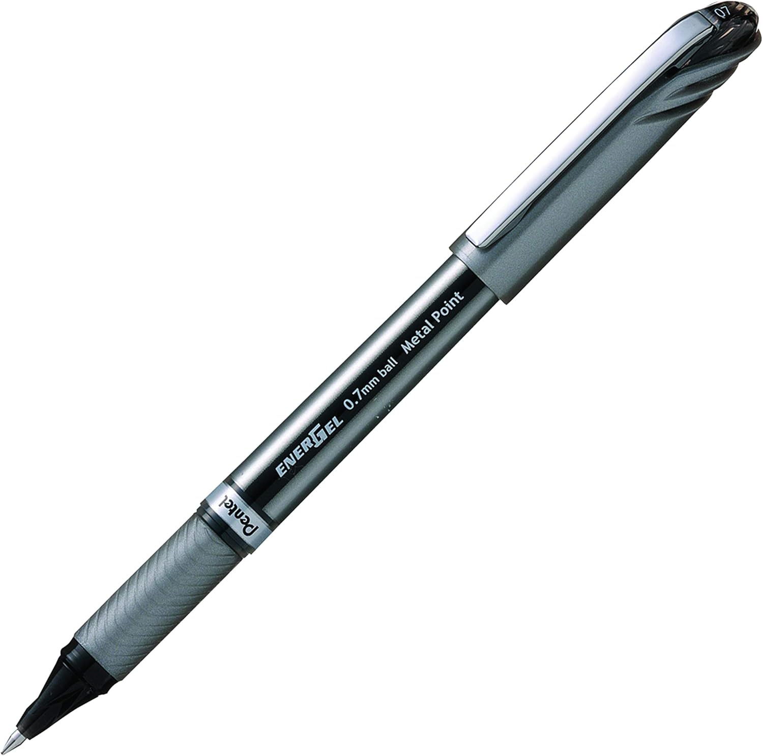 Pentel EnerGel NV Liquid Gel Pen, 0.7mm, Medium Line Capped, Metal Tip, Black Ink Sold as 1