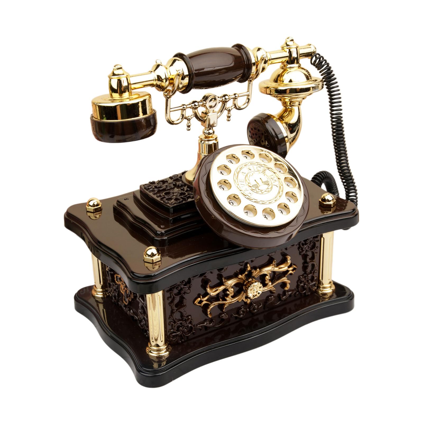 Tsophreniq Nostalgic Rotary Dials Telephone Music Box Landline Phone Replicas Musical Ornament for Gift and Collectors Antique Telephone Music Box