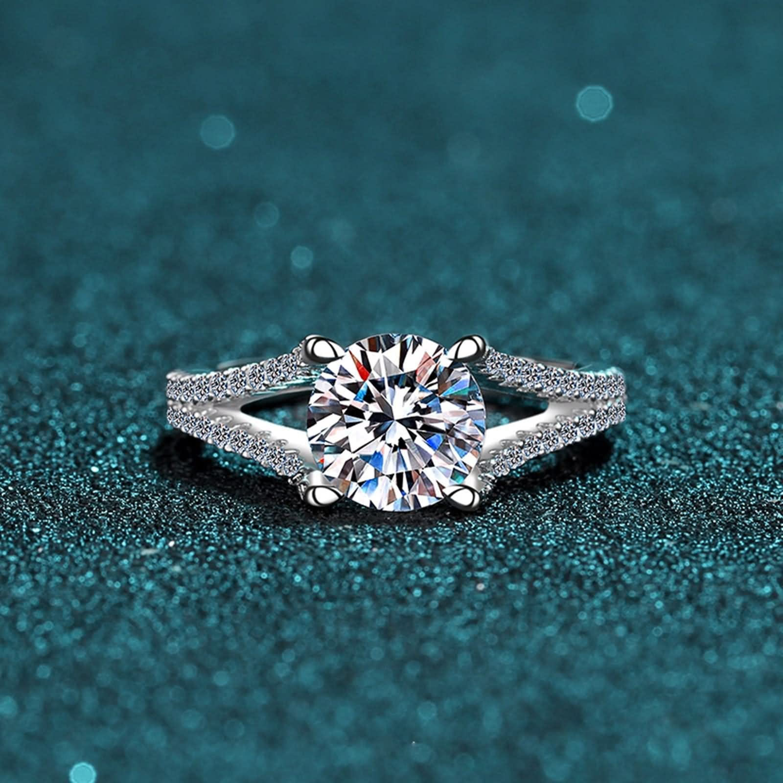 Anello di fidanzamento da donna 925, anello di fidanzamento in oro bianco cavo rotondo regali per le donne