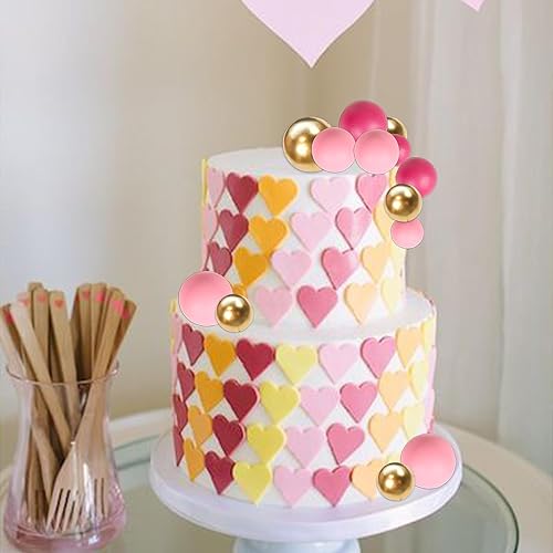 Miniatura 103 de Rsstarxi 30 piezas de bolas de burbujas para decoración de tartas, bolas de espuma, mini globo para cupcakes, decoración de bricolaje para baby Oro