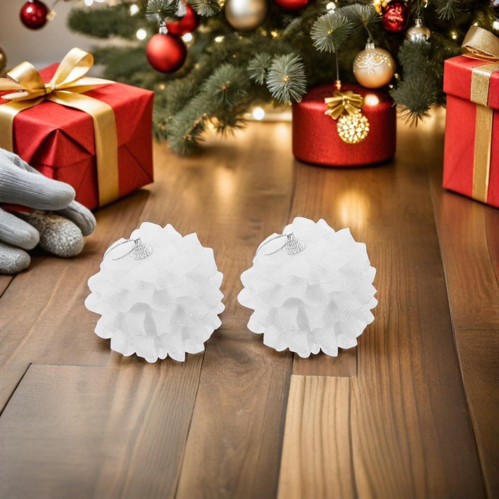 Didiseaon 12pezzi Palline Natalizie Bianche Ornamenti di Pizzo Infrangibili Mini Palline per Appendere all Albero di Natale Decorazioni per Feste e Accessori per Alberi di Natale
