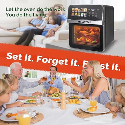 Miniatura 9 de Combo de horno tostador con freidora de aire de 10 cuartos de galón con 8 ajustes preestablecidos, horno compacto de tamaño familiar para asar pollo