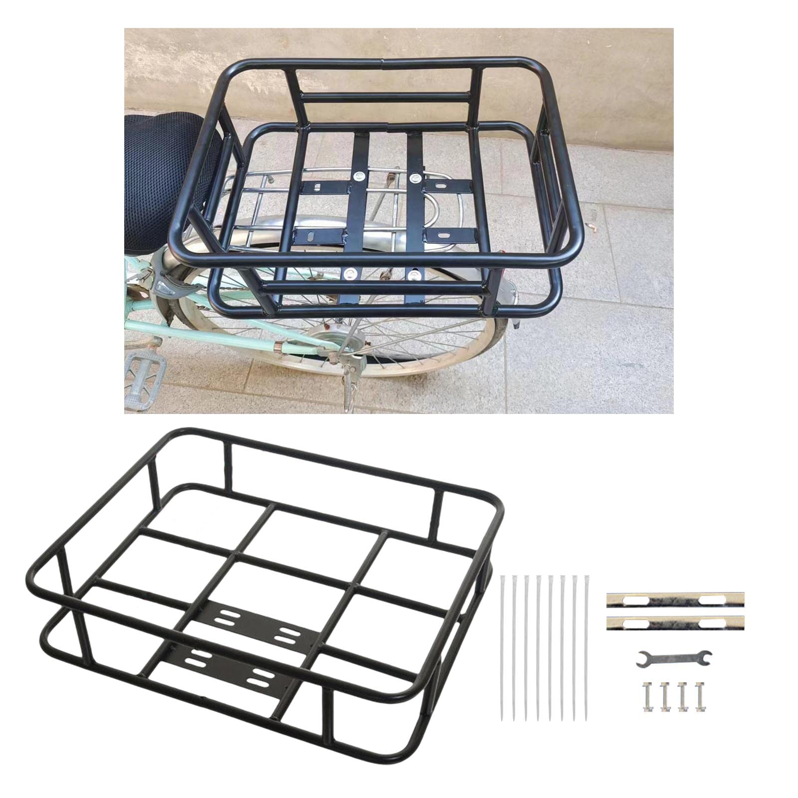 Cestino Bicicletta Cestino Anteriore Posteriore Rete Ferro Rimovibile Accessori Porta Libri Portaoggetti Porta Cani Gatti Bambini Adulti Resistente Ad