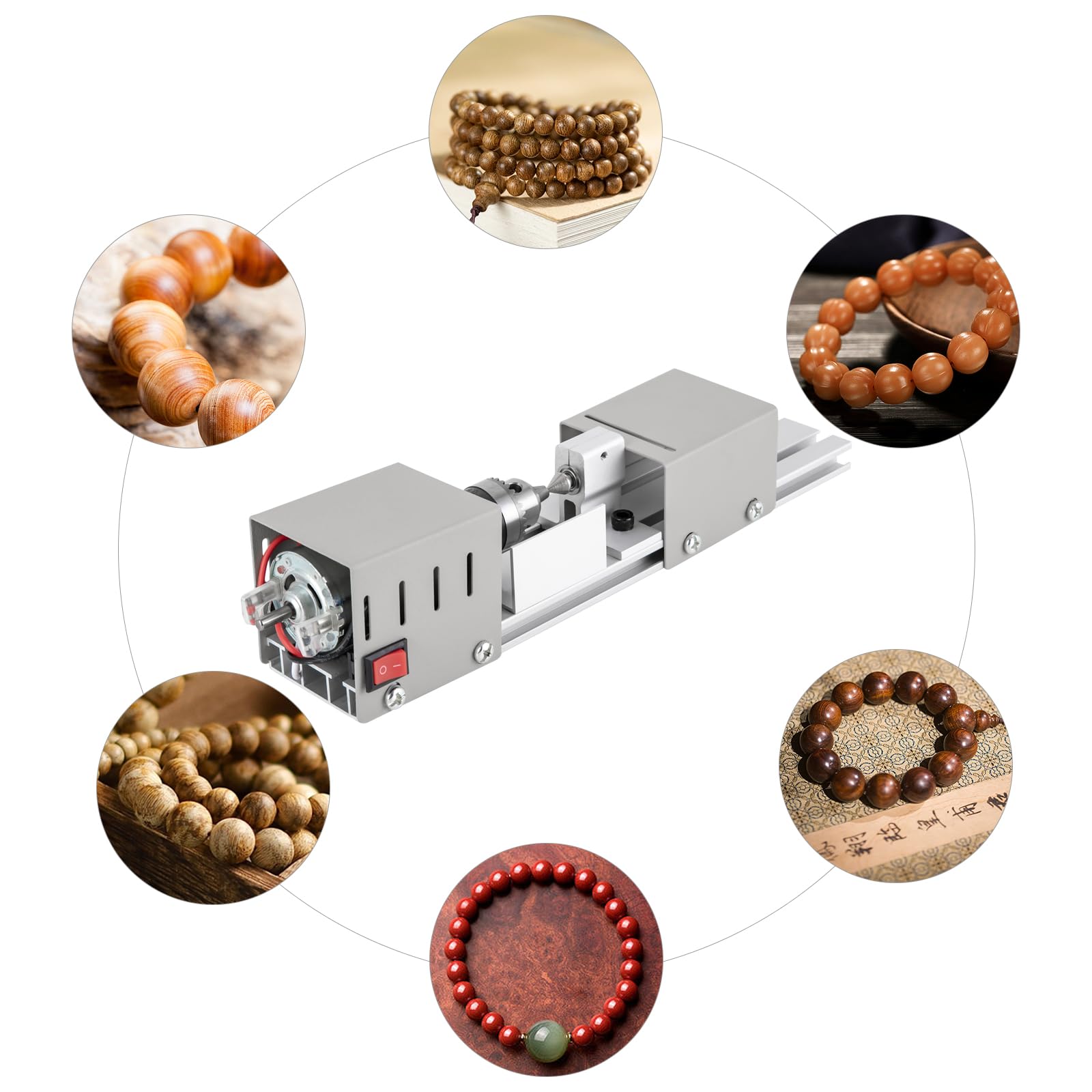 Micro cuentas budistas pequeño torno pulido auto perlas bolas máquina de perlas de Buda Mini bancos giratorios para carpintería Palo de rosa de hojas pequeñas, huanghuali, conchas