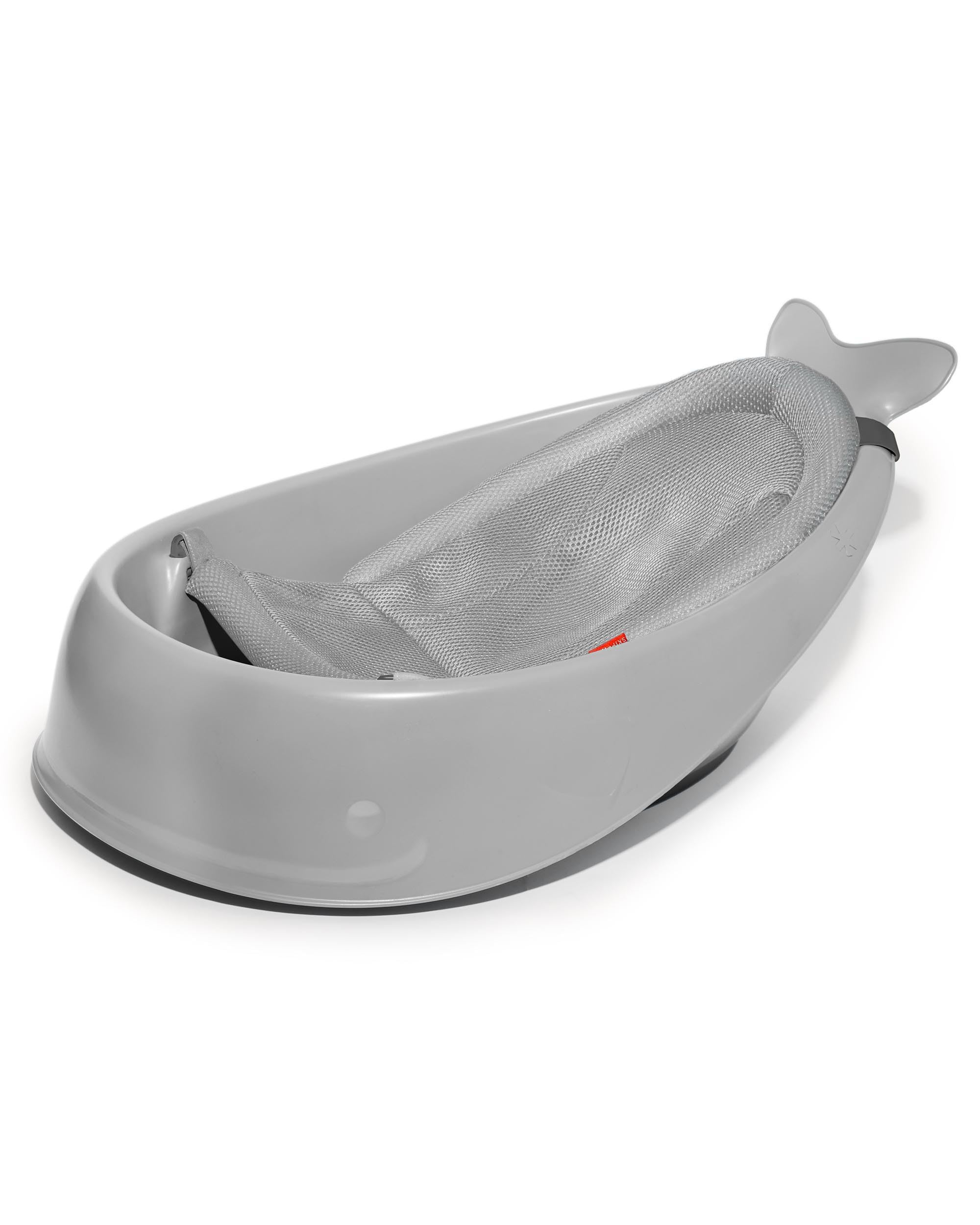 Skip Hop Moby Smart Sling 3-Stage Baby Tub - With Comfort-Edge Mesh Sling, 2 Ergonomic Positions, Drain Plug & Swivel Hook Grey