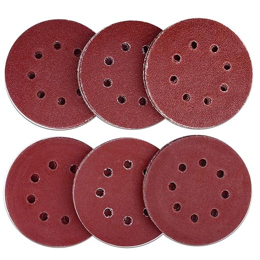 AUSTOR 60 Pieces Sanding Discs 5 inch 8 Holes Sandpaper Discs Hook and