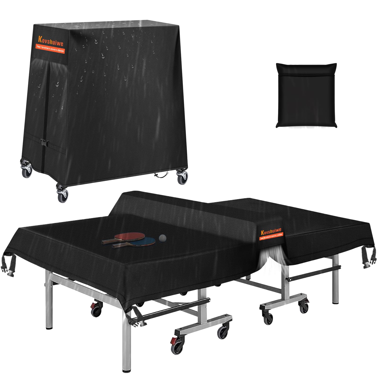 Kovshuiwe Funda para Mesa De Ping-Pong, Plegable, con Cremallera Impermeable, De Tela Oxford 420D, A Los Rayos UV Y Al Polvo, para Uso En Interiores Y Exteriores - 173 X 77 Pulgadas / 18 X 158 Cm
