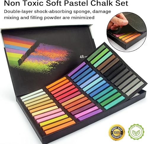 Miniatura 2 de Juego de tizas pastel suaves no tóxicas para artistas profesionales, 48 colores pastel de tiza cuadrada para dibujar, mezclar, capas, sombreado,