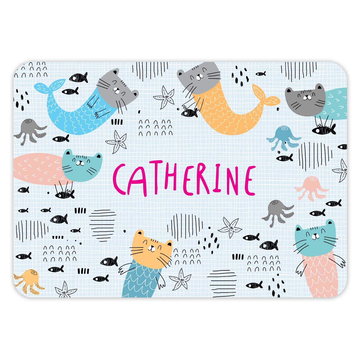 Paper Themes Personalised Placemat for Kids (Cat Mermaid)
