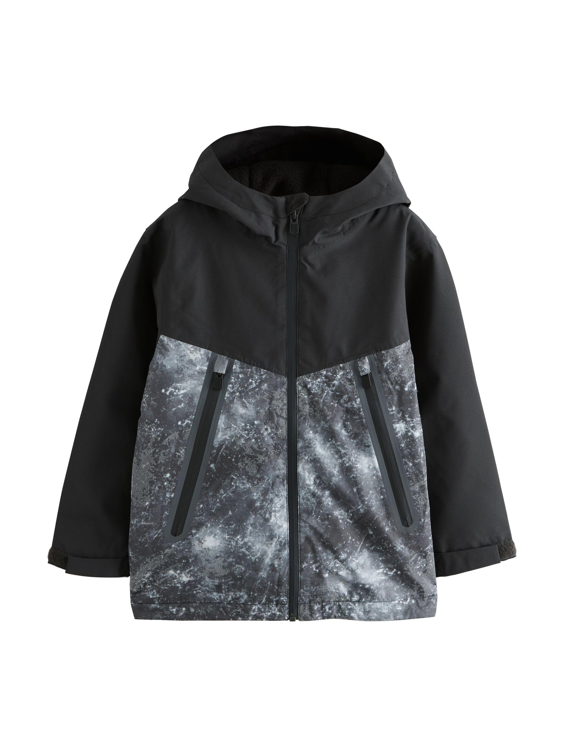 NEXT Ragazzo Giacca impermeabile con cappuccio e fodera in pile Grigio/Nero numeric 128