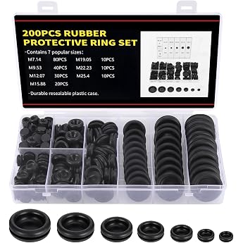 Zocipro 200-Piece Rubber Cable Grommet Set 7 Sizes