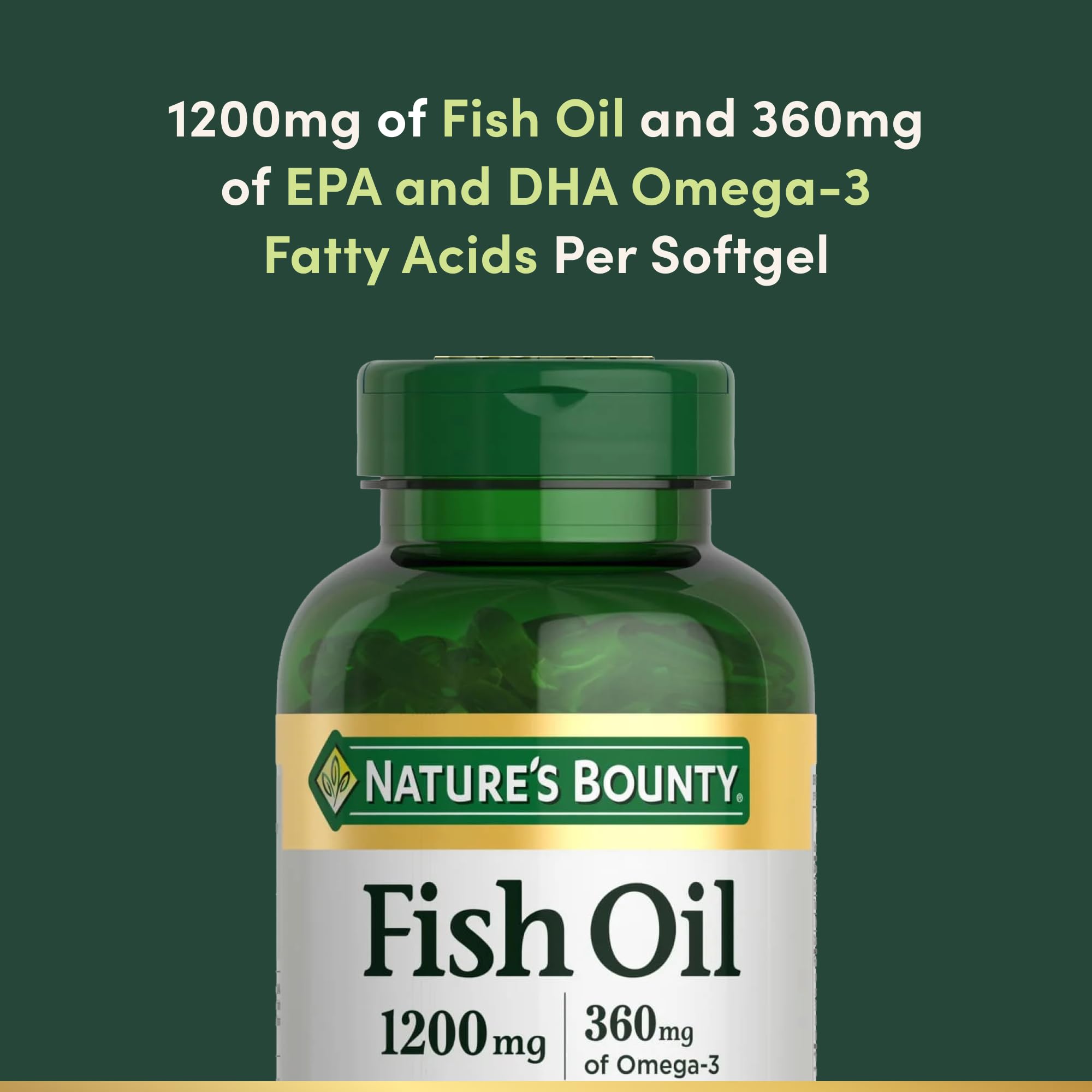 Nature's Bounty Fish Oil Omega 3 Supplements - Supports Heart Health, 1200 Mg Fish Oil, Omega-3, 200 Softgels (Pack of 2) — Amazon image 3