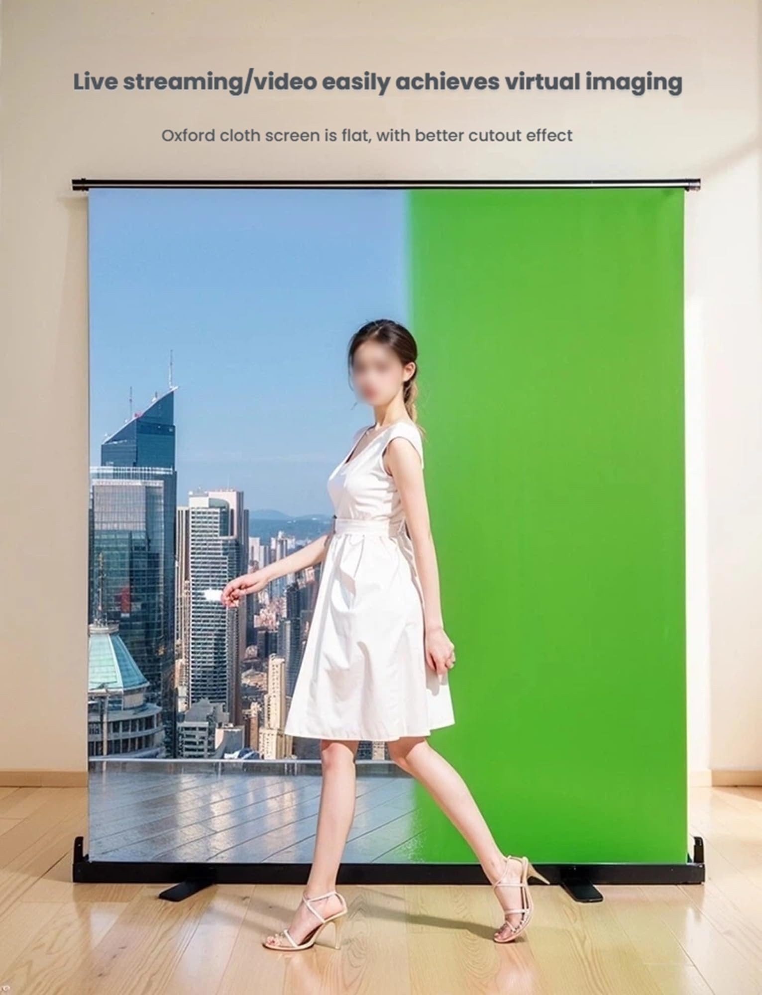 Green Screen Backdrop Kit – Retrattile Pull Down Pieghevole Photo Sfondo – Portatile con Base in Alluminio