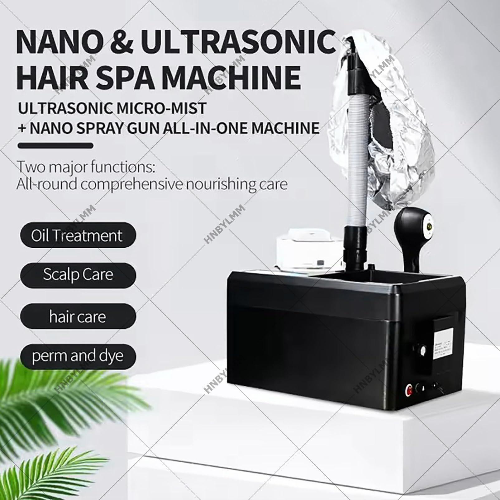 Vaporizzatore Nano per Capelli, Pistola a Vapore Nano Multifunzionale da 1750 W, Irroratore per Capelli con Ioni Negativi Luce Blu, Dispositivo per Saloni Spa per la Riparazione dei Capelli