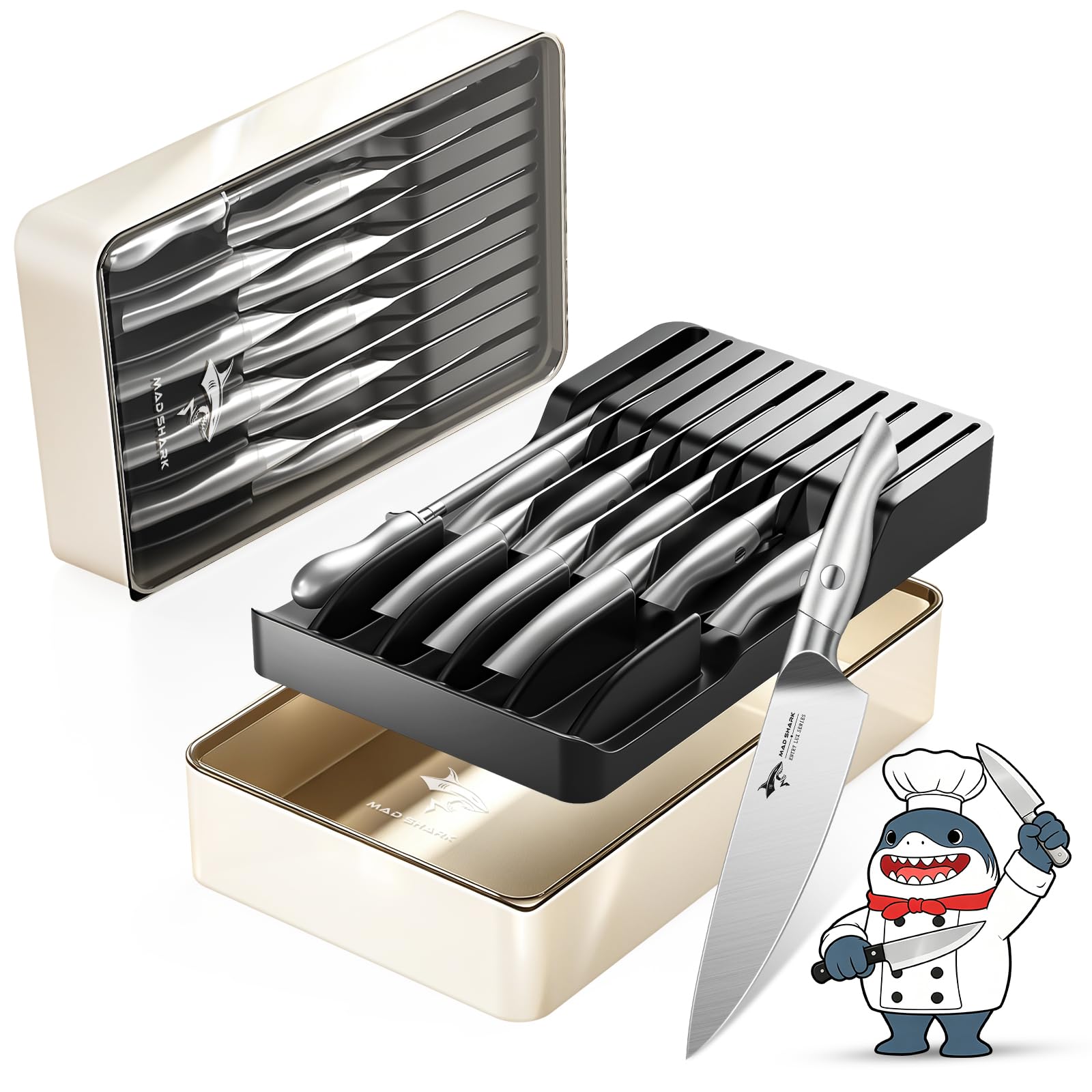MAD SHARK Kitchen Knife Set,5PCS High Carbon Stainless Steel Chef Knife Set — Amazon image 8