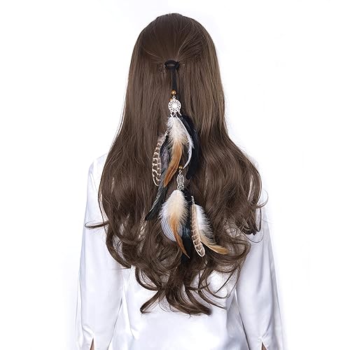 lureme Diadema de plumas indias accesorios-hecho a mano plumas lazos para el pelo vestido de cabeza vestido tribal pluma tocado (hb000012-13)