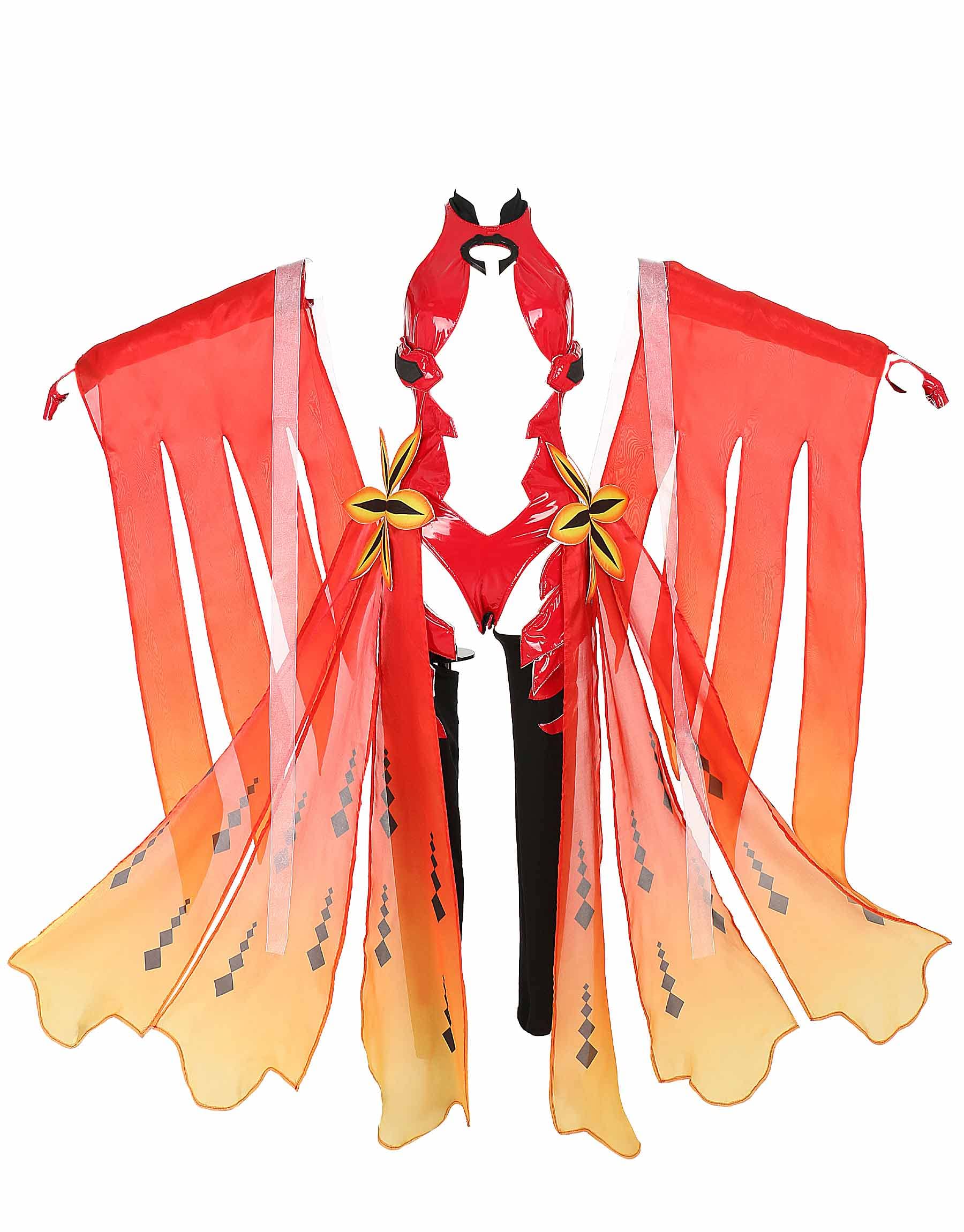 Ye Dao Jiawomens red halter hollow bodysuit with gloves cosplay costume