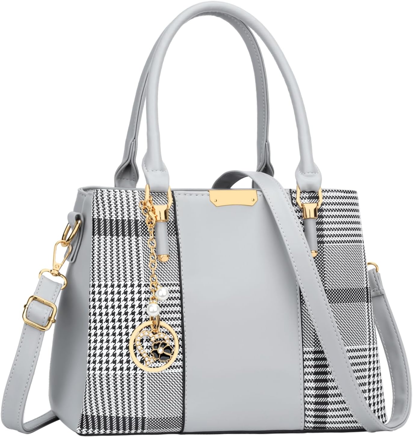 KKXIU 3 Zippered Compartments Purses and Handbags for Women Top Handle Satchel Shoulder Ladies Bags