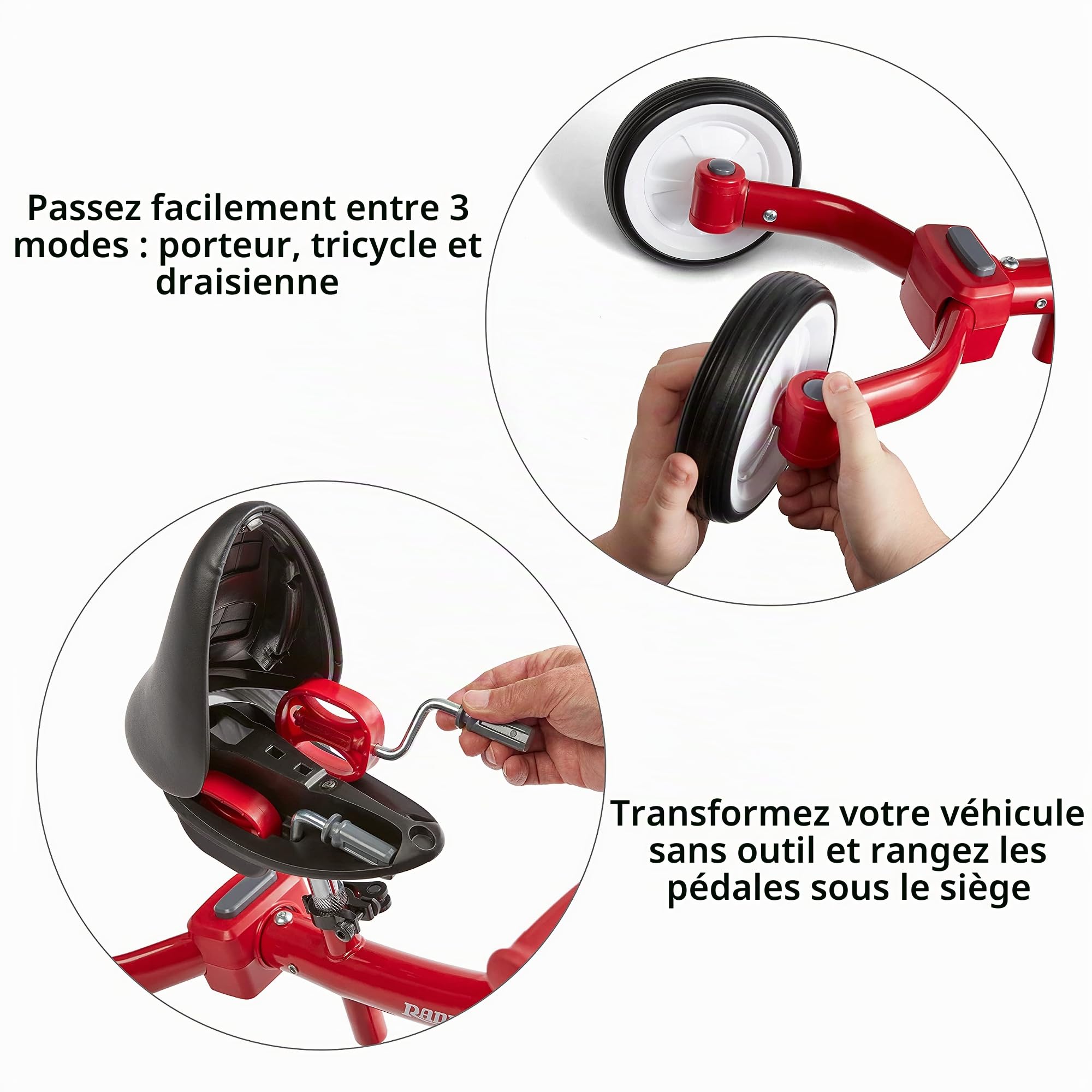 Radio Flyer Triple Play Tricycle, Tricycle Rouge pour Tout-Petits, draisienne, à Utiliser de 1 à 3 Ans