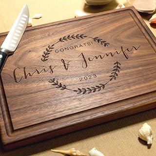 Personalized Cutting Boards, Custom Wedding, Anniversary or Housewarming Gift Idea, Wood Engraved Charcuterie Board for Kitchen or Chef, Wreath Design 069