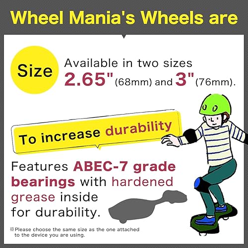 Miniatura 2 de Ripstik Wheels by WM 2.677in 2.992in dureza D40 (A95) reemplazo de placa de ruedas con rodamientos ABEC 7 velocidades, 2 unidades de 2 unidades de 2