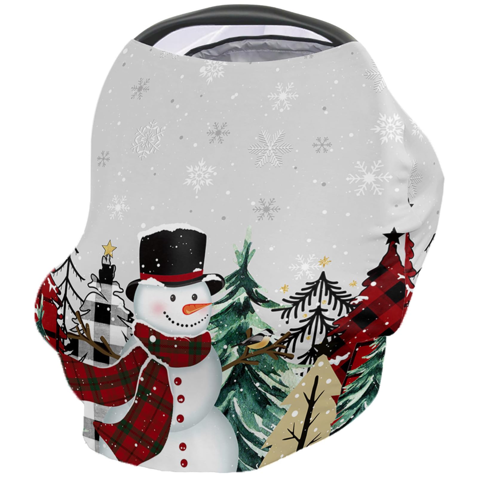 Nursing Cover for Breastfeeding Scarf, Christmas Xmas Tree Snowman Snowflake Grey Baby Car Covers Super Soft Multi Use for Canopy Shopping Cart Cover Blanket Stroller Cover
