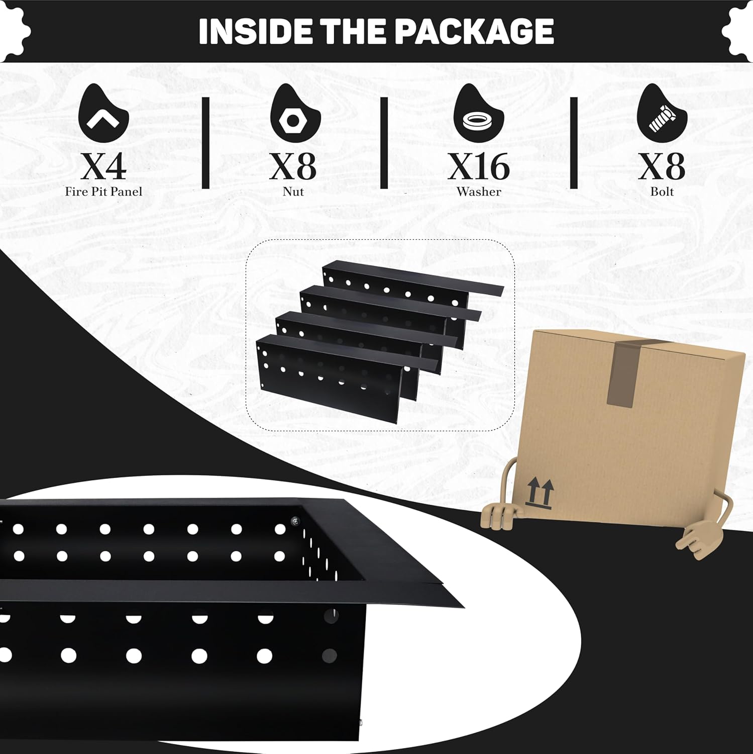 FEBTECH Smokeless Fire Ring Liner - Square Carbon Steel 32 inch OD & 24 Inch ID Square Fire Pit Insert with Heat Resistant Coating - DIY Campfire Ring for Outdoor Bonfire, BBQ, Camping & Gatherings