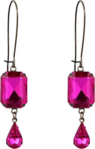 EVER FAITH Pendientes de aro colgantes de lágrima oblonga de cristal austriaco Art Deco para mujer