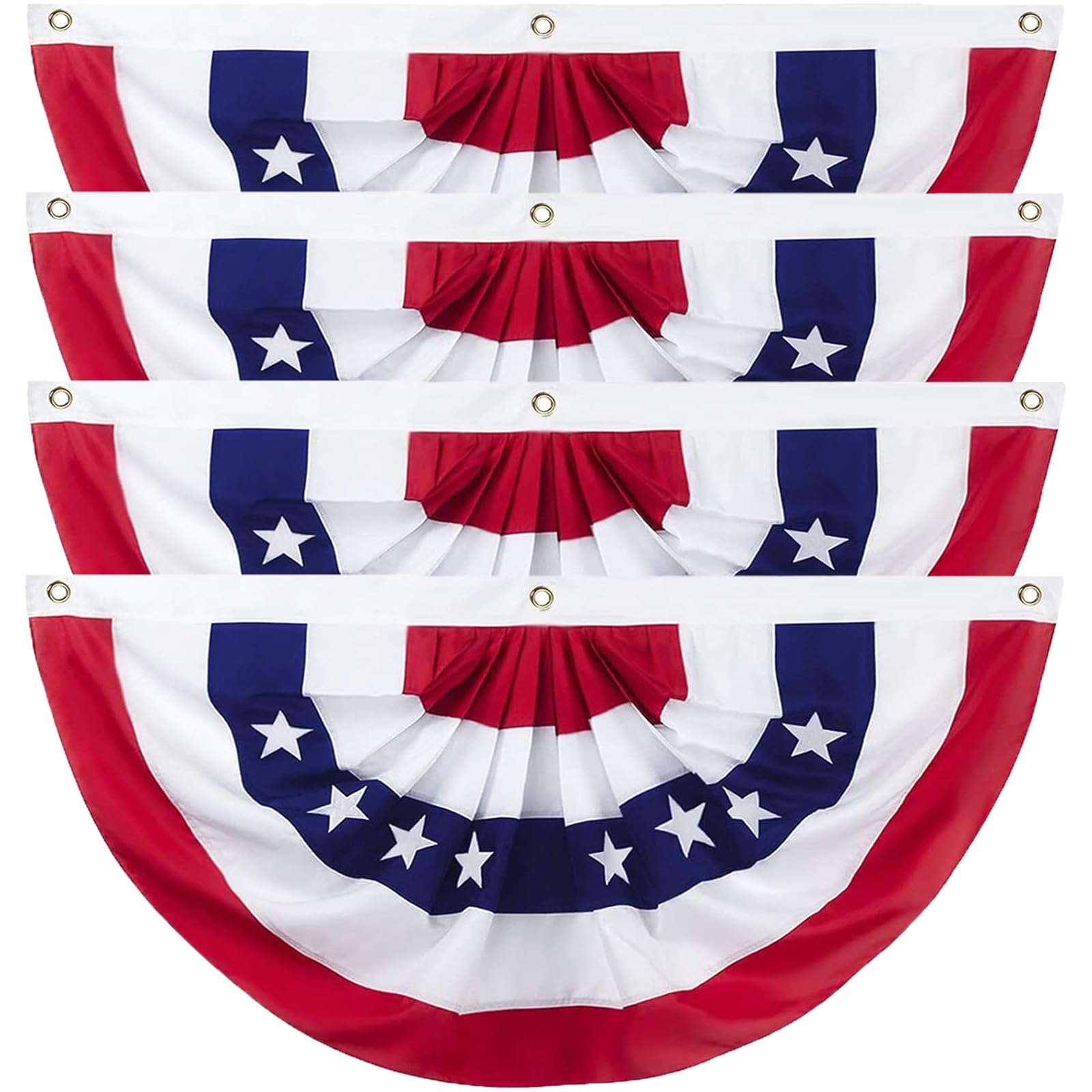 Photo 1 of 3x6 Ft American Flag Bunting - 4th of July Decorations USA Patriotic Pleated Fan Flag for Outdoor Porch Garden Decor 4 Pack