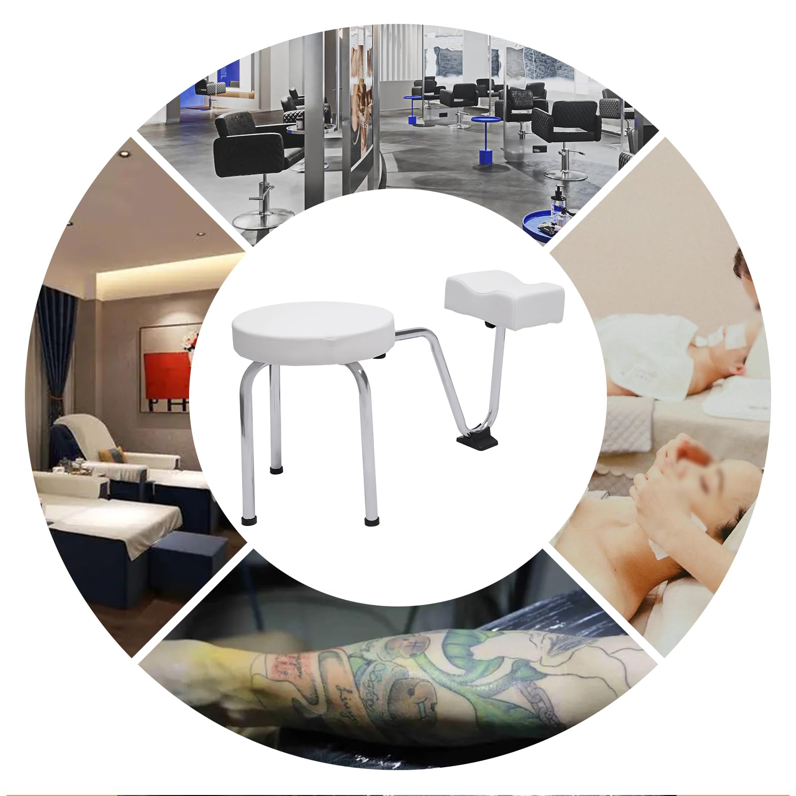 Taburete 2 en 1 para pedicura, reposapiés para pedicura, reposapiés con reposapiés de altura ajustable, bandeja de PVC, reposapiés para uñas, spa, salón de belleza y salón de belleza