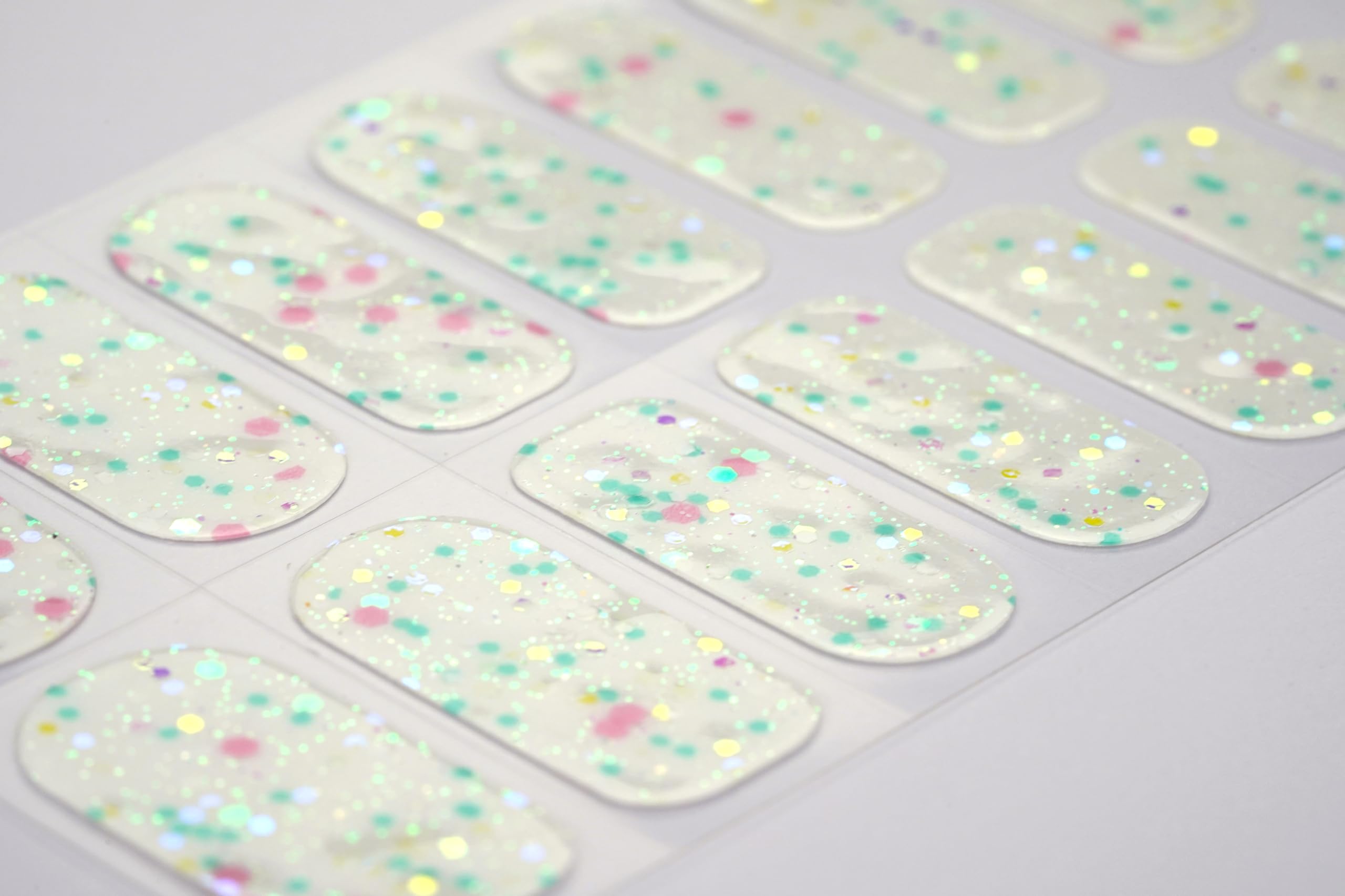 22 Premium Semi-Cured Gel Nail Polish Strips w/Application Accessories (Glow-in-the-dark Confetti)