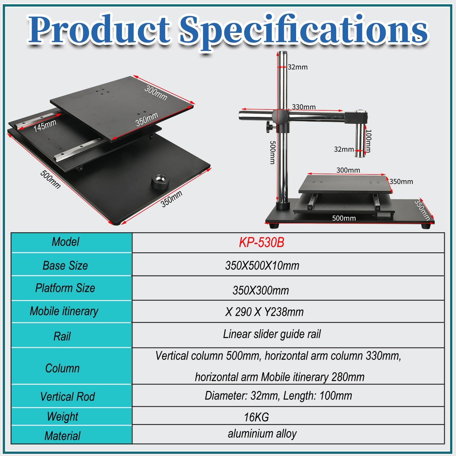 Microscope XY Platform Movement Range 290mnmX238mm