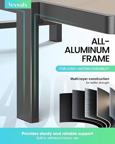 Miniatura 4 de Juego de 2 sillas de salón al aire libre de Vexwalx para piscina, sillas de salón tipo chaise de aluminio con reclinación de 5 posiciones, silla de