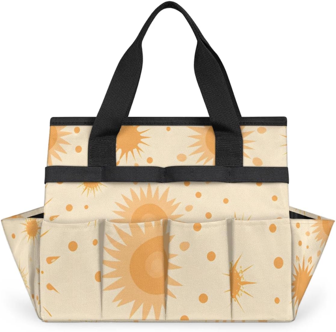 Garden Tool Bag Cartoon Sun Garden Tote Bag with Pockets Gardening Organizer Tool Storage Bags for Women Men Indoor Outdoor