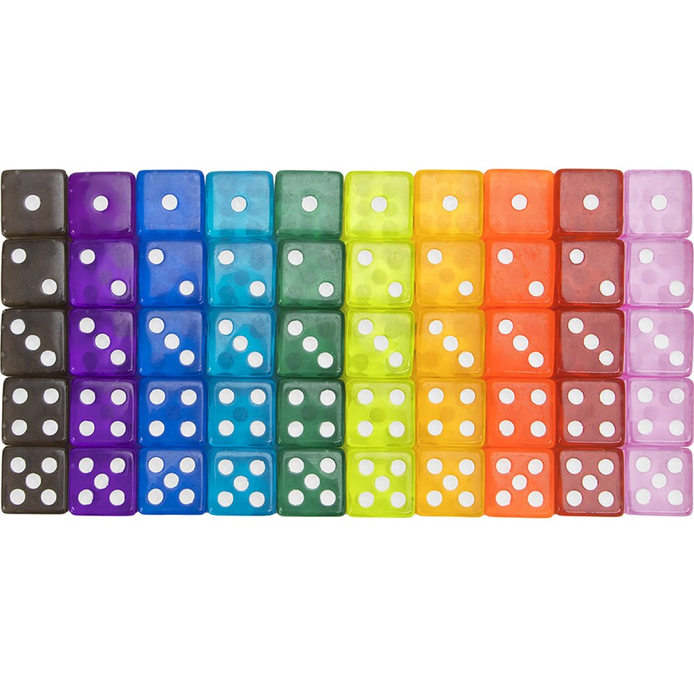 Brybelly Bulk Dice for Board Games, Casino Games & Tabletop RPGs - D6 Standard 16mm Game Dice Pack - Variety, 50 Count