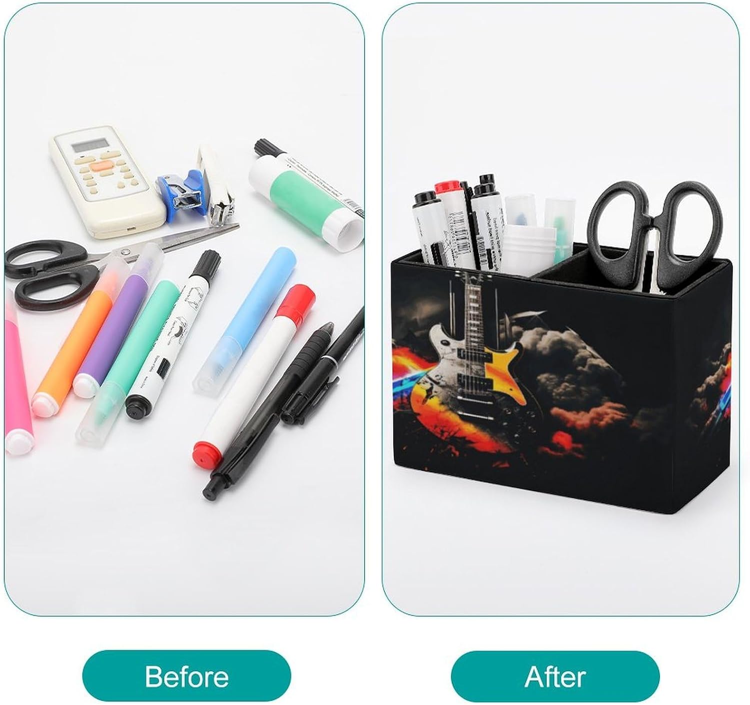 Rock Music Pen Holder with 2 Slots for Desk Storage image 3