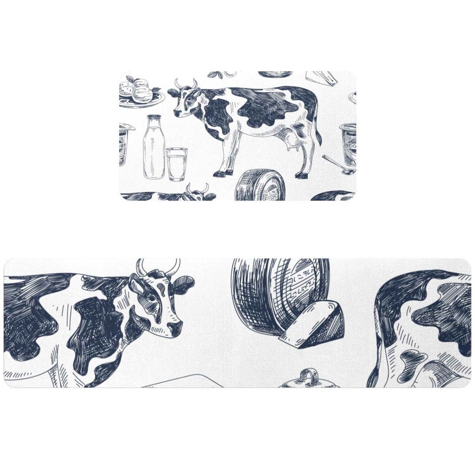 Tapis de cuisine au motif campagnard | Lot de 2 tapis de cuisine absorbants et lavables