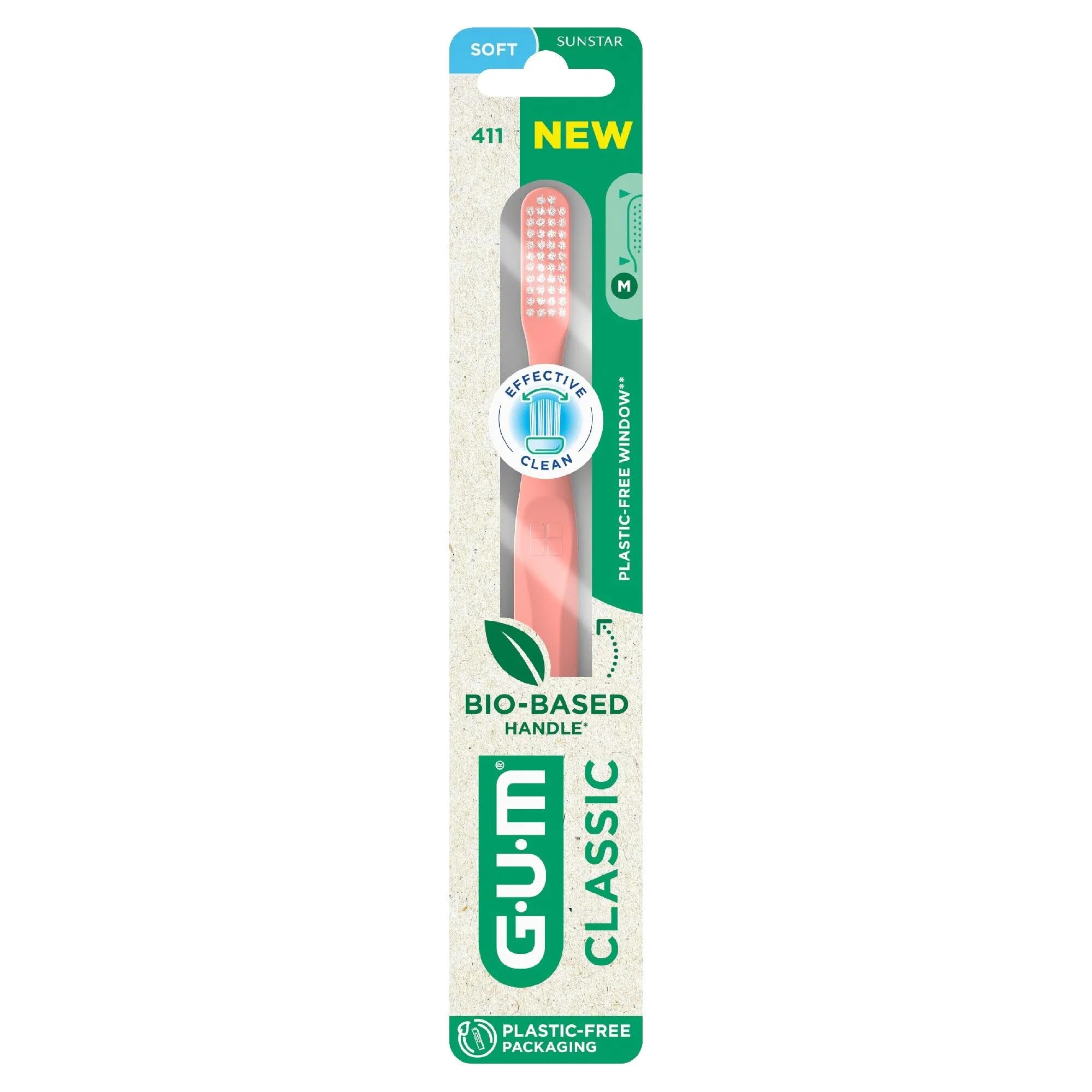 GUM Brosse à dents Classic 411 Regular Soft, Avantage Pack 10 (10 pièces)