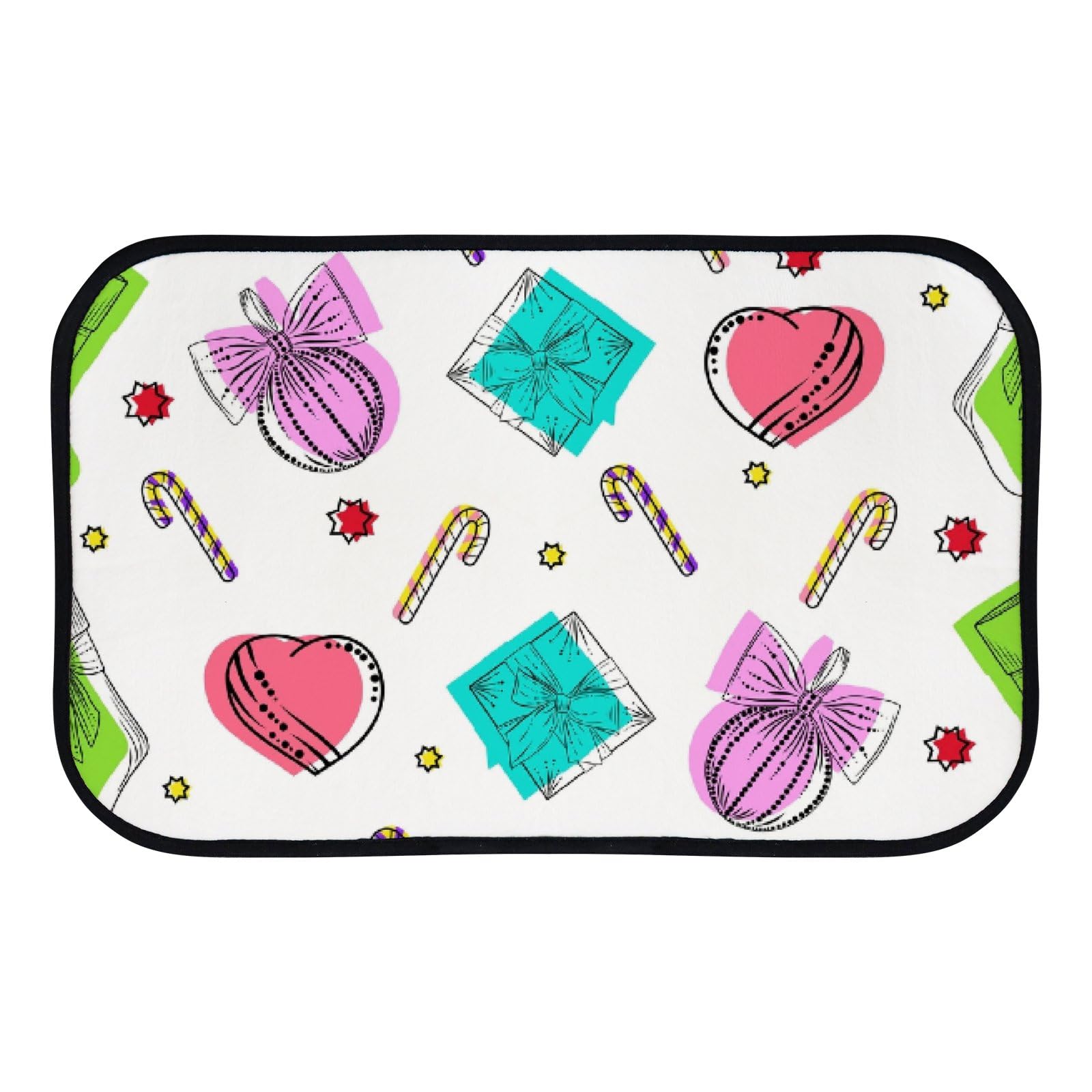 Nuansexi Bathroom Rugs New Year's Pattern Floor Mats Non Slip Bathmat Doormat Tub Mat Coral Velvet Absorbent Entrance Carpet Mats Machine Washable Bedroom Decor