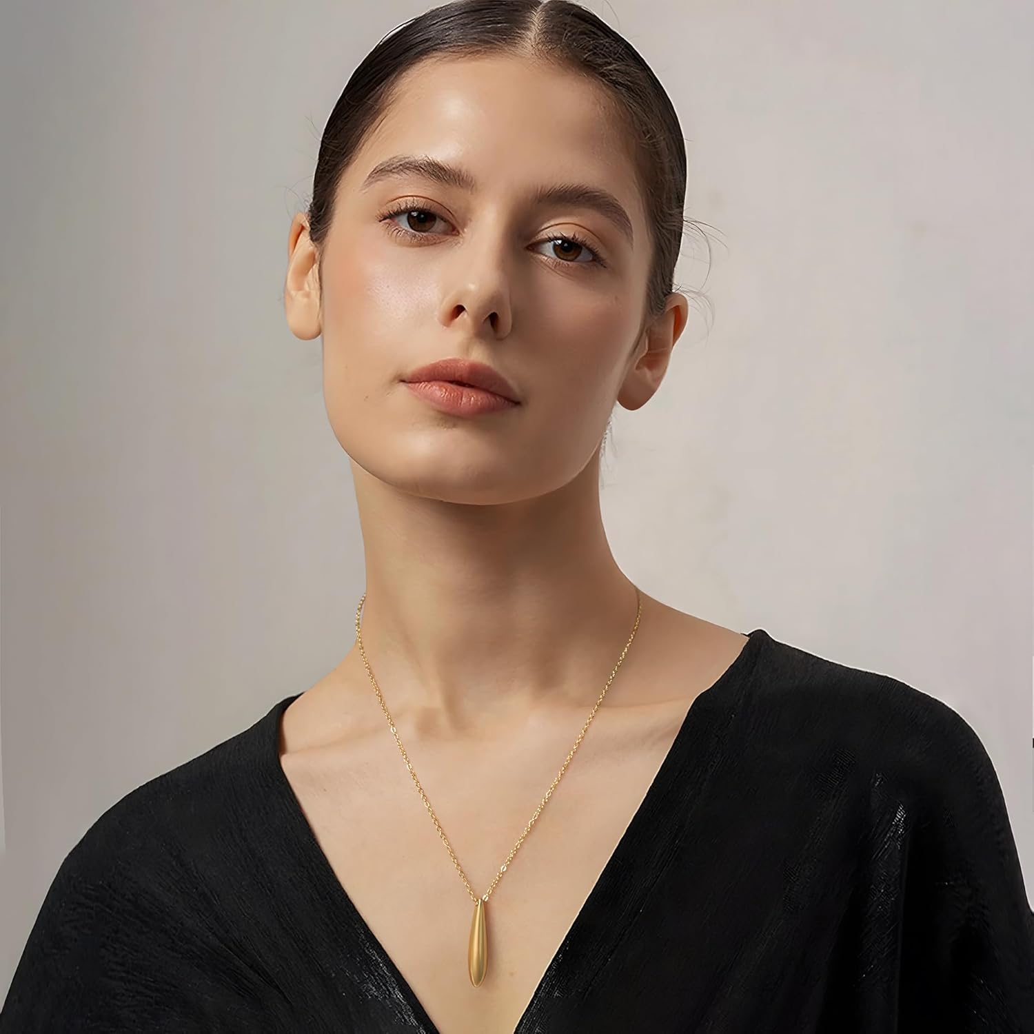 FAMARINE Gold Silver Pendant Necklace Women Dainty Cute Jewelry Long Tear Simple Necklaces - Image 3