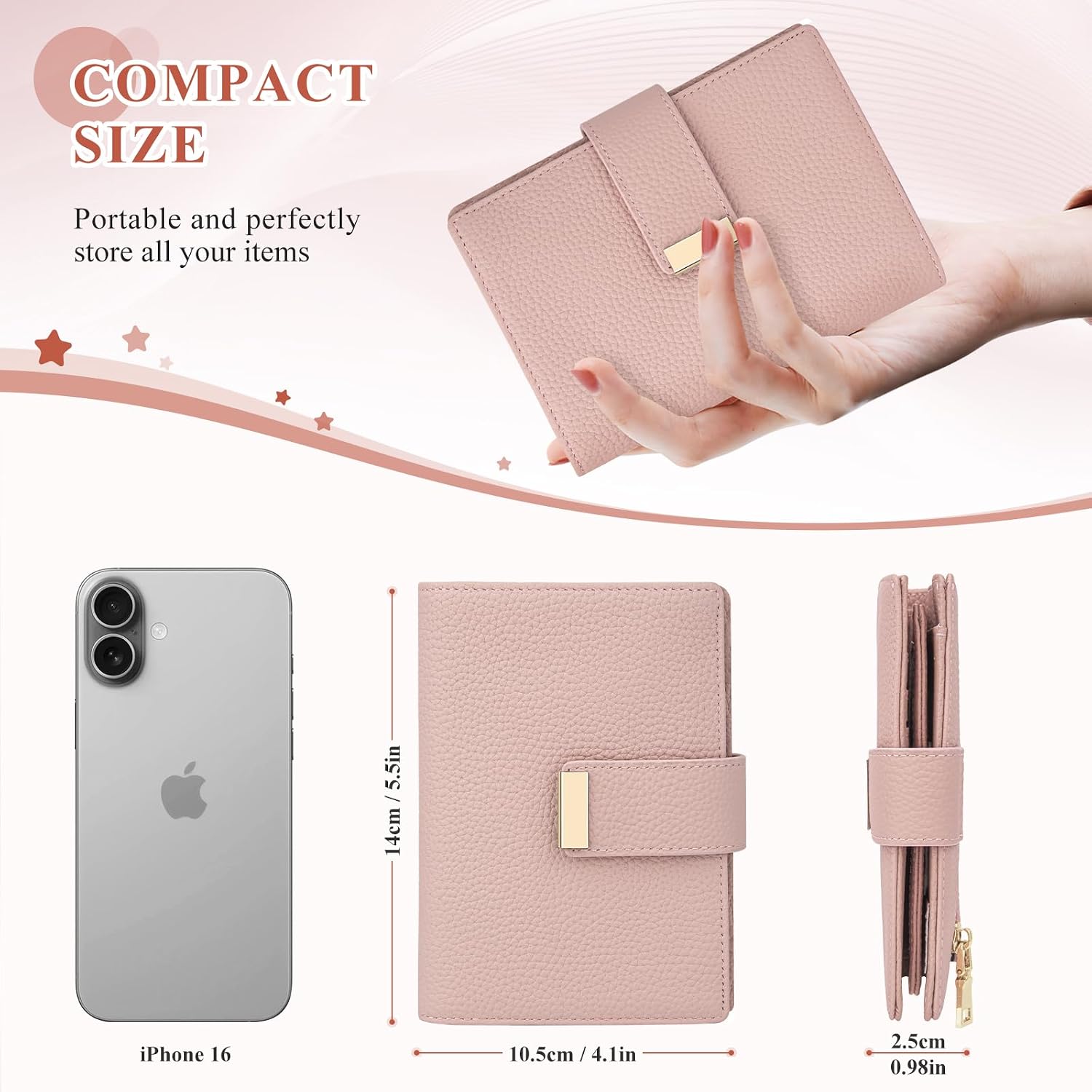 Pink Passport Holder with Airtag RFID Blocking Travel Wallet for Women, Leather Passport Wallet with Airtag Slot Slim Compact Passport Cover with Zipper Coin Pocket, Holder Card, SIM, Cash