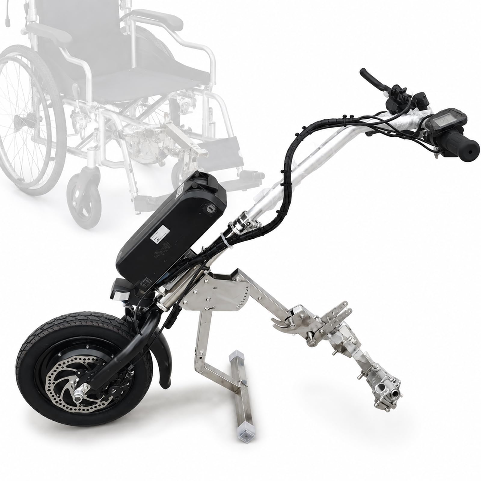Kit Di Conversione Per Sedia A Rotelle Elettrica Da 500 W, Dispositivo Di Trazione Per Sedia A Rotelle, 3 Velocità, Retromarcia, Freno A Disco E Display Lcd, Batteria Al Litio Da 48 V 13 Ah Con